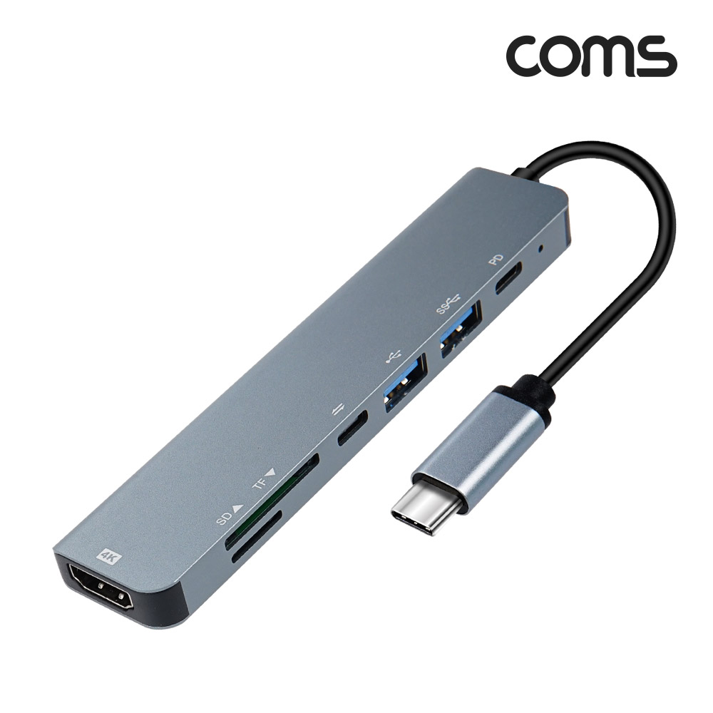 Coms USB 3.1 Type C 멀티 도킹 스테이션 컨버터 허브, HDMI 4K@30Hz 모니터 미러링, C타입 PD 충전, 데이터, SD, TF, Micro SD, USB 3.0, USB 2.0