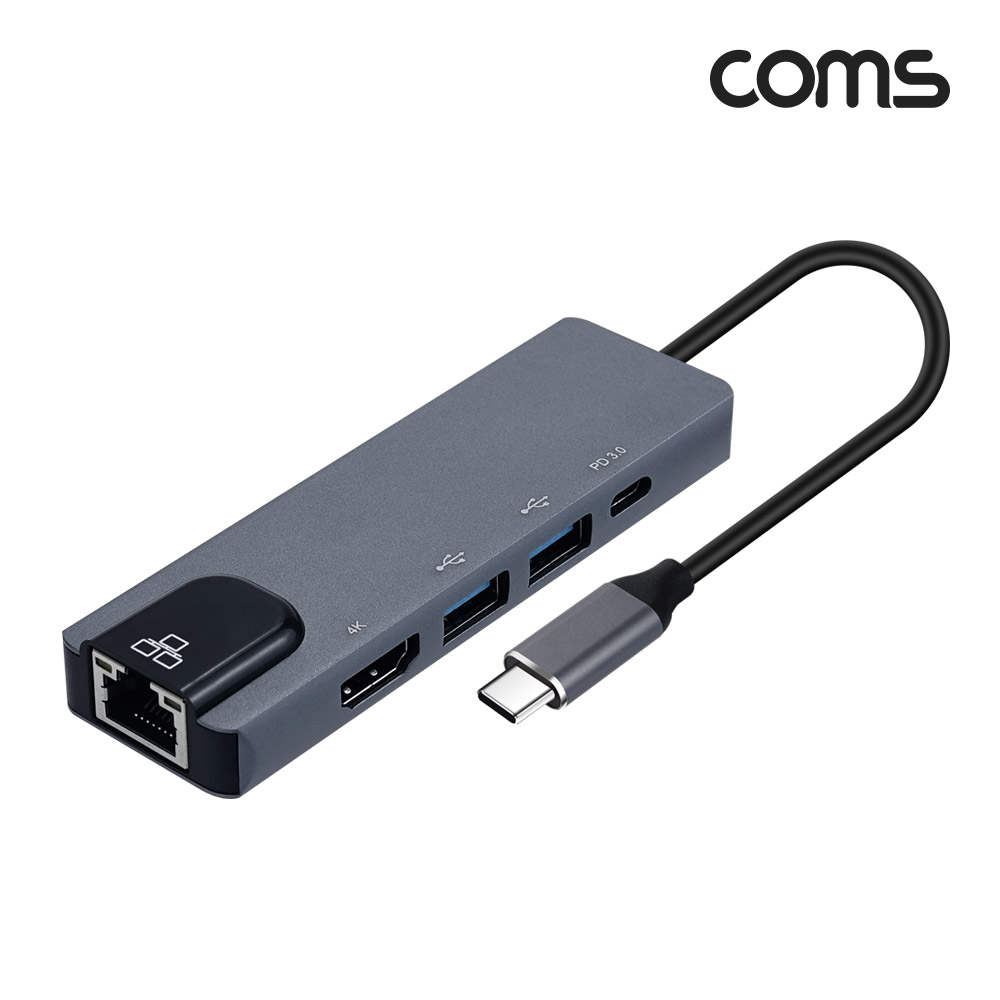 Coms USB C타입 멀티 허브 도킹스테이션 HDMI 4K@30Hz VGA USB 3.1(Type C) PD USB 3.0 RJ45 이더넷 랜 LAN