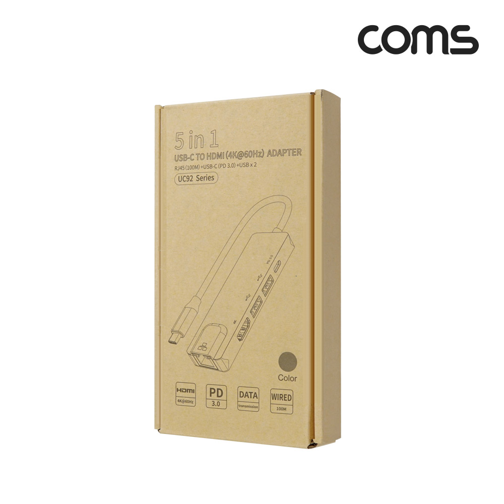 Coms USB C타입 멀티 허브 도킹스테이션 HDMI 4K@30Hz VGA USB 3.1(Type C) PD USB 3.0 RJ45 이더넷 랜 LAN