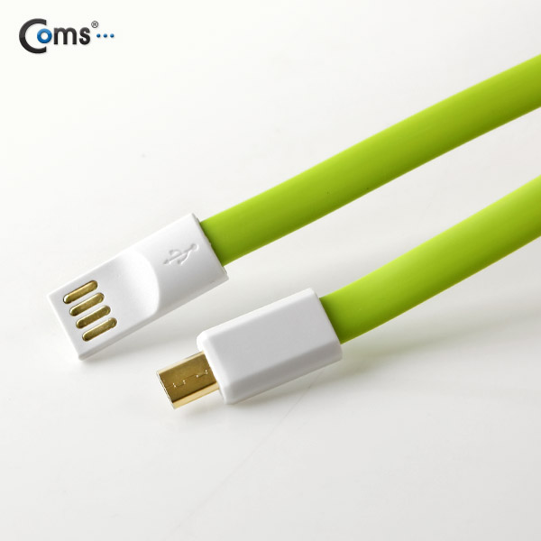Coms USB/Micro USB(B) 케이블(Flat형/자석), Green, 1.2M
