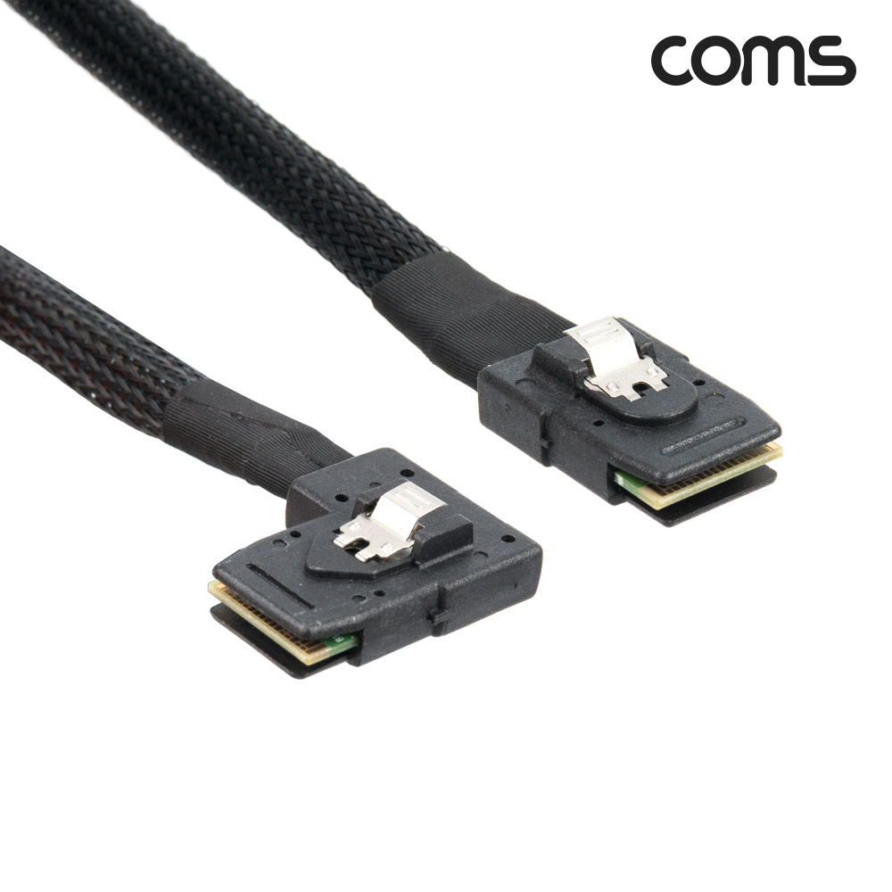 Coms Mini SAS SFF-8087 케이블 내장형 Internal 측면 좌향꺾임(꺽임) 50cm