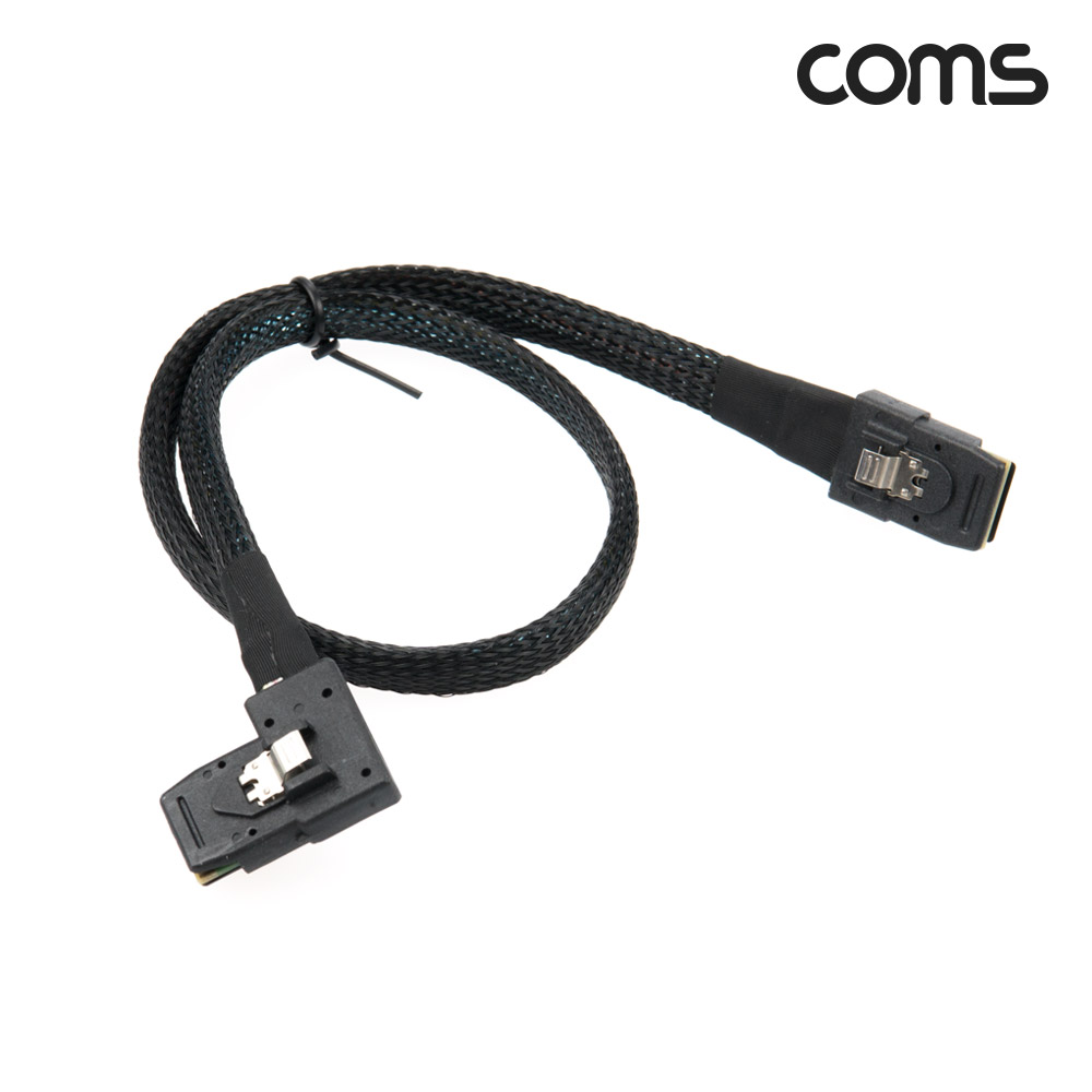 Coms Mini SAS SFF-8087 케이블 내장형 Internal 측면 좌향꺾임(꺽임) 50cm