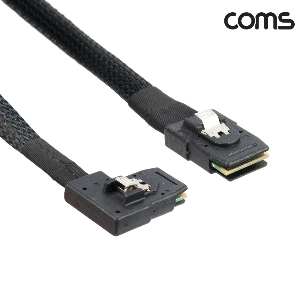 Coms Mini SAS SFF-8087 케이블 내장형 Internal 측면 우향꺾임(꺽임) 50cm