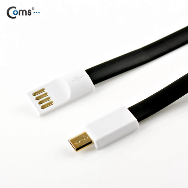 Coms USB/Micro USB(B) 케이블(Flat형/자석), Black, 1.2M