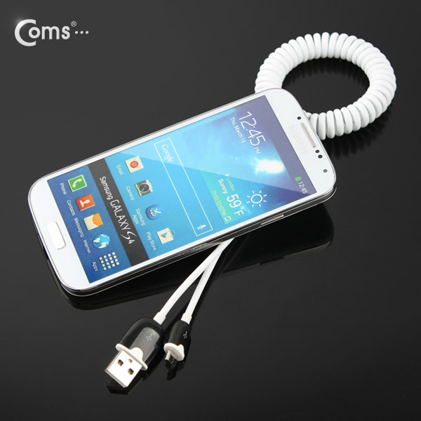 Coms USB/Micro USB(B) 케이블(스프링), 30cm-1M / White