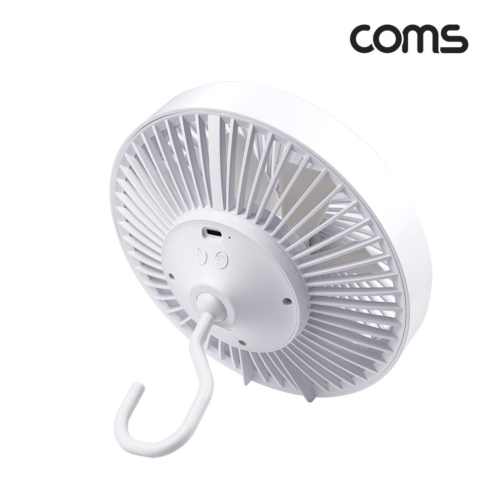 Coms LED 고리형 무선 선풍기 천장 벽걸이 스탠드 테이블 거치 저소음 사무용 가정용 무드등 램프 White