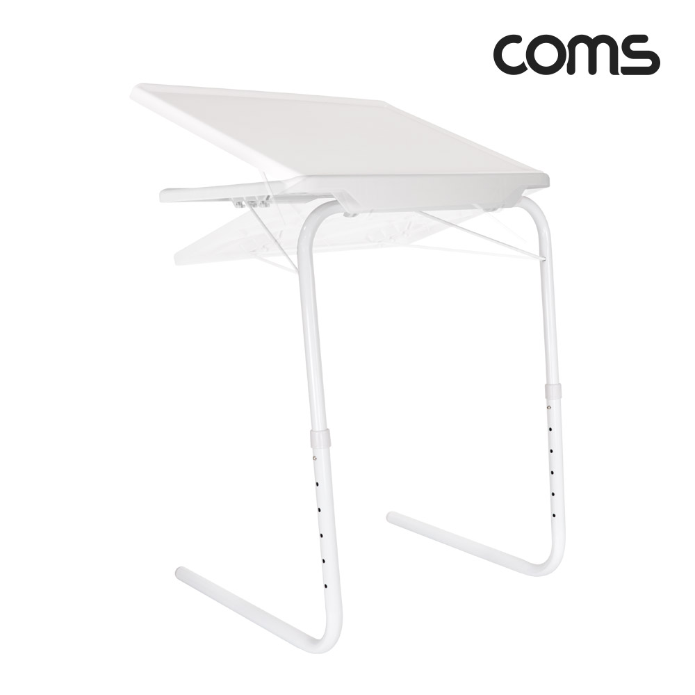 Coms 이동식 간이 테이블 사이드 책상 스탠드 1인가구 침대 소파 독서대 베드트레이 높이 각도조절