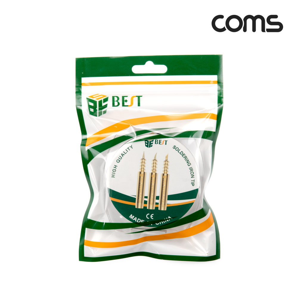 Coms 납땜 인두팁 3개입 굽은형 곧은형 인두촉 헤드 비트 금도금