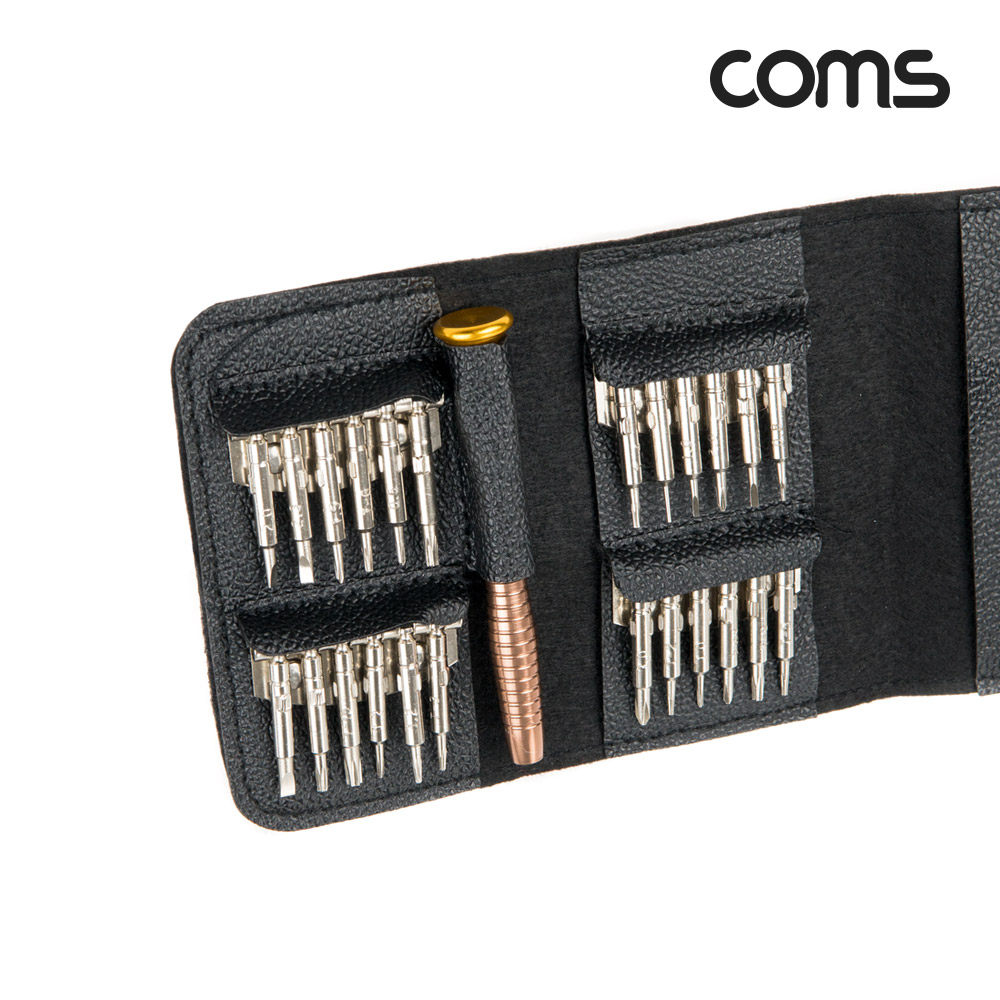 Coms 휴대용 포켓 공구 드라이버 세트 다용도 멀티 정밀 스크류 드라이버 비트 십자 일자 별
