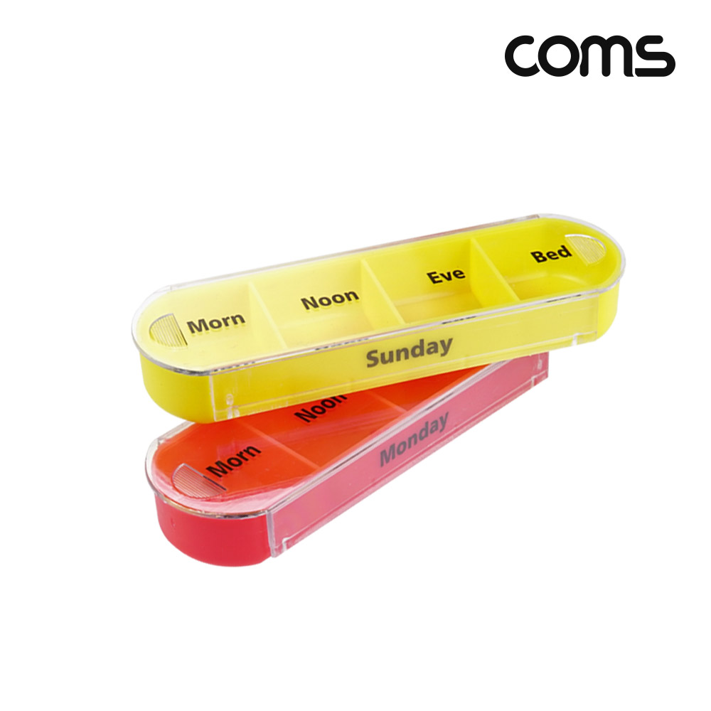 Coms 층별 요일별 알약 케이스 7칸 분배 분할 정리 박스 보관 케이스 비즈, 알약, 압정 등