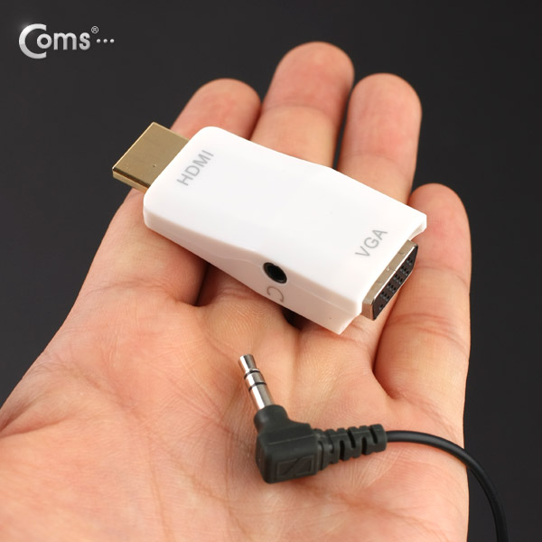 Coms HDMI 컨버터 (HDMI to VGA) 오디오 지원, 무전원, 젠더