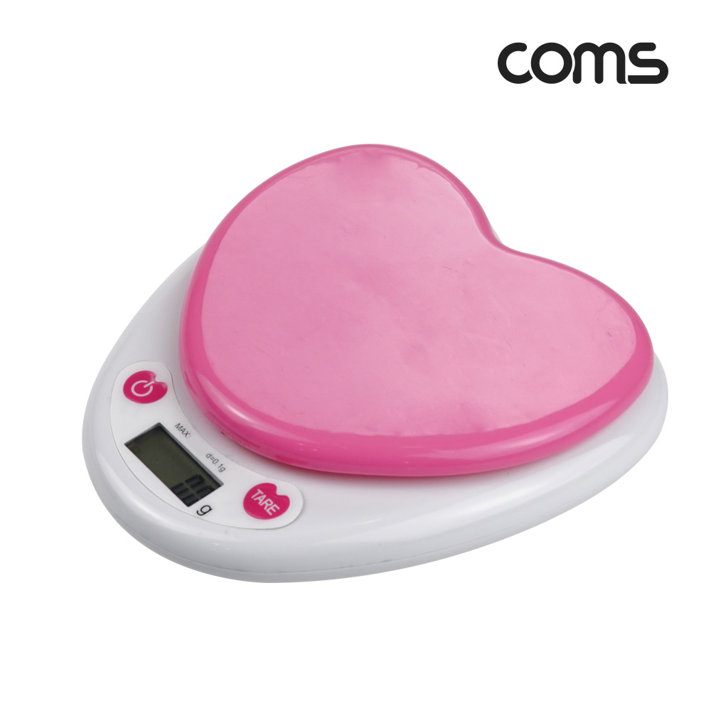 Coms 트레이 전자 저울, 디지털 주방저울, 전자저울, 영점기능, 자동전원종료, 절전기능, 요리 베이커리, 다용도, 하트