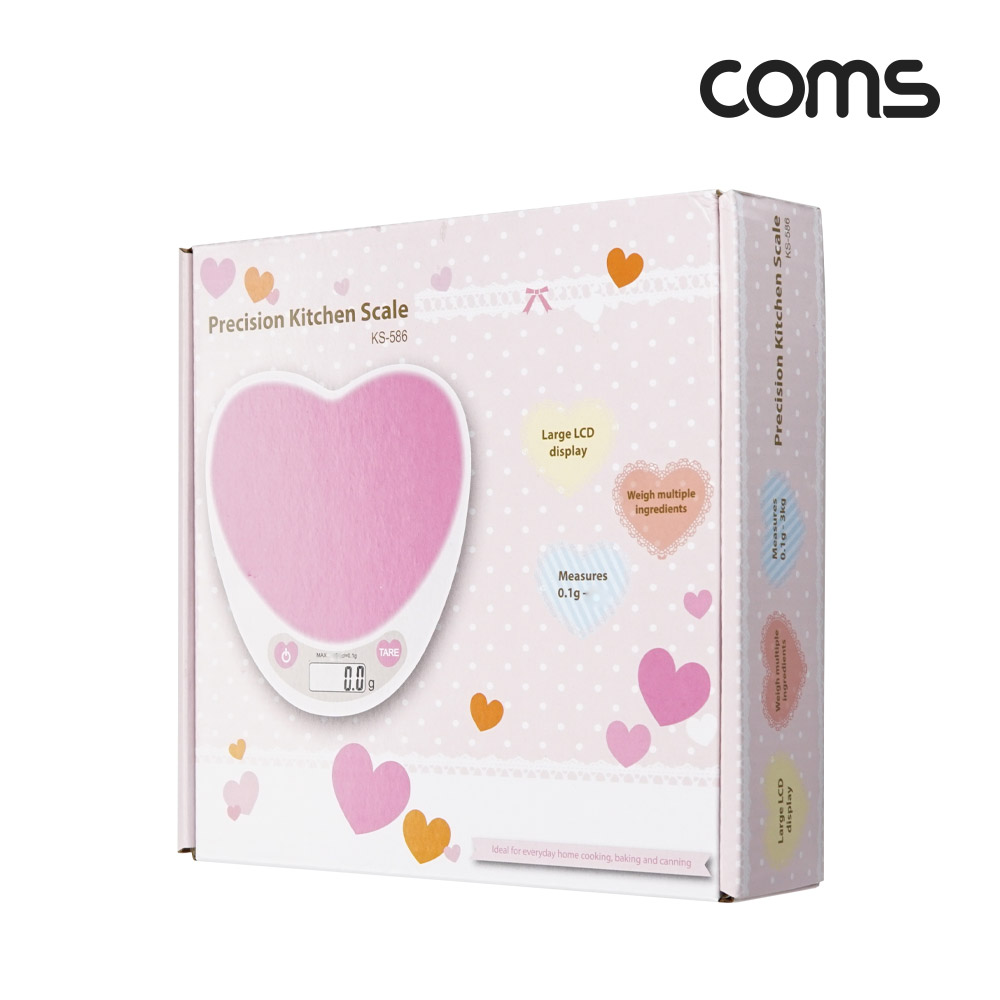 Coms 트레이 전자 저울, 디지털 주방저울, 전자저울, 영점기능, 자동전원종료, 절전기능, 요리 베이커리, 다용도, 하트