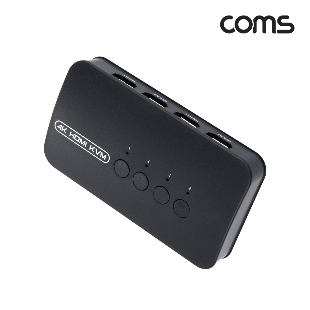 Coms HDMI KVM 스위치 선택기 4:1 PC 4대연결 USB 3포트 주변장치연결 원거리 조작