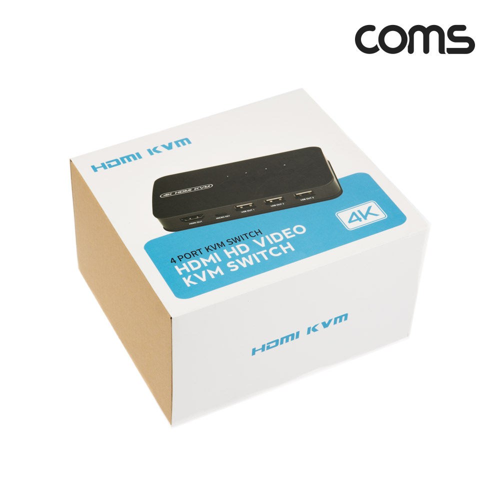 Coms HDMI KVM 스위치 선택기 4:1 PC 4대연결 USB 3포트 주변장치연결 원거리 조작