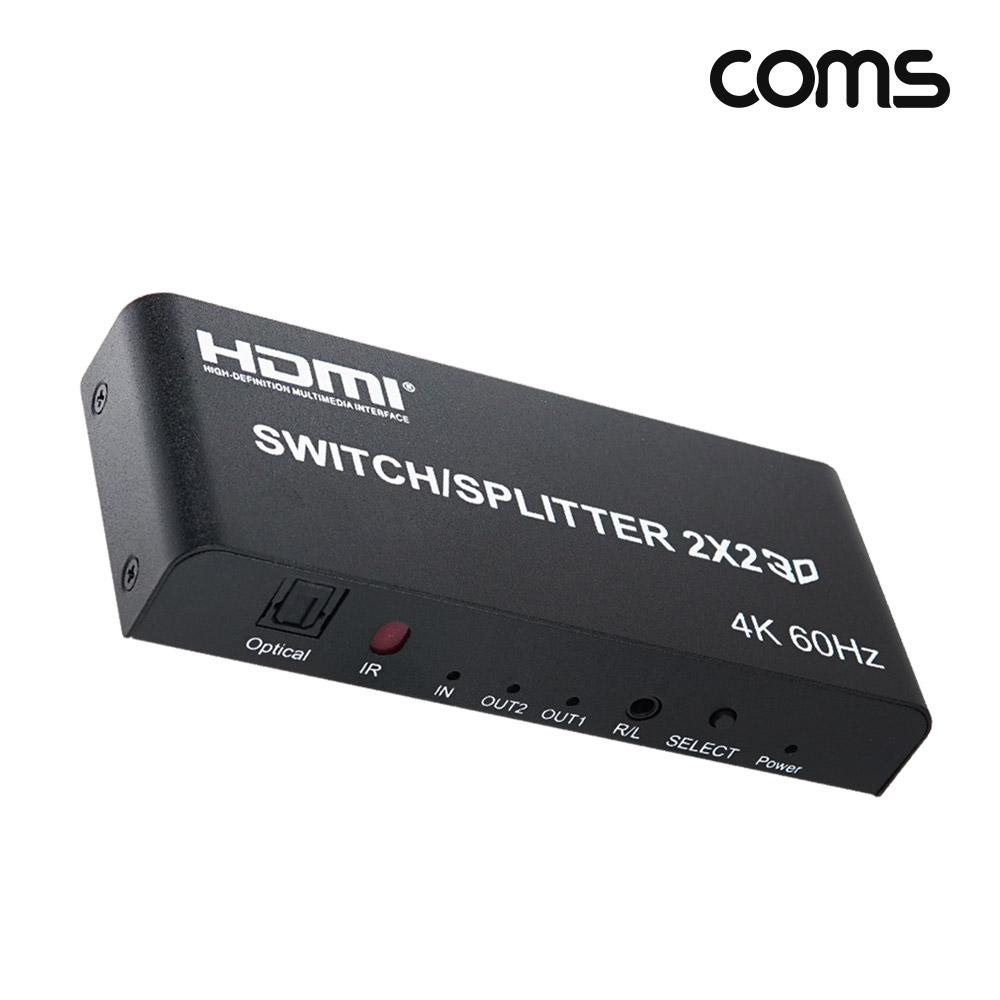Coms HDMI 선택기 메트릭스 2:2 4K@60Hz, 화면복제, 원거리 조작, 스위치 버튼