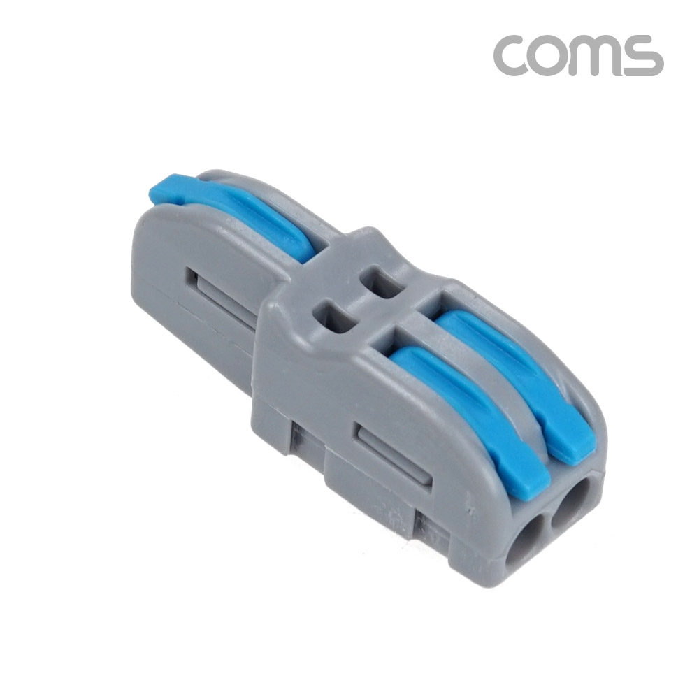 Coms 전선 연결 커플러, 조립식 구분 확장, 레버형, 조립식, DC 전원 전용 전속단자, 터미널 블록 2:1 파란색, 파랑, 청색