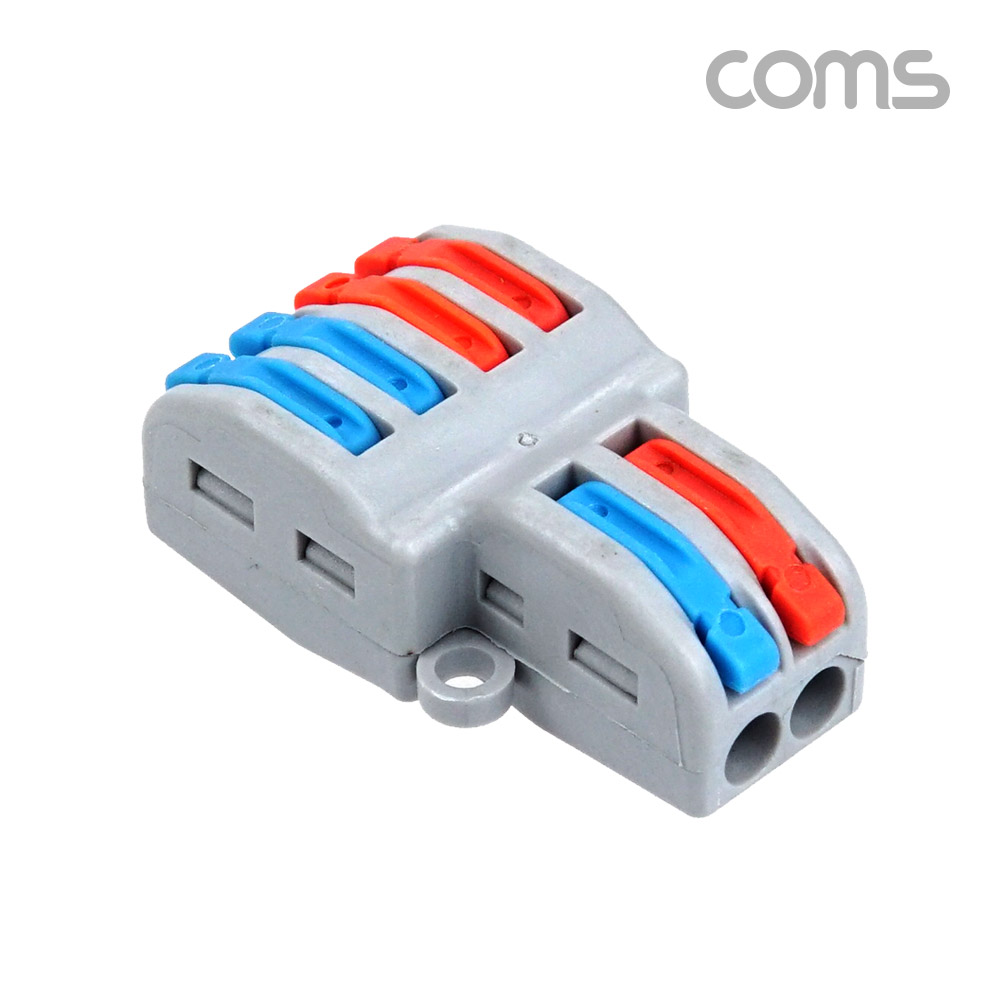Coms 전선 연결 커플러, 조립식 구분 확장, 레버형, 조립식, DC 전원 전용 전속단자, 터미널 블록 4:2 파란색, 주황색