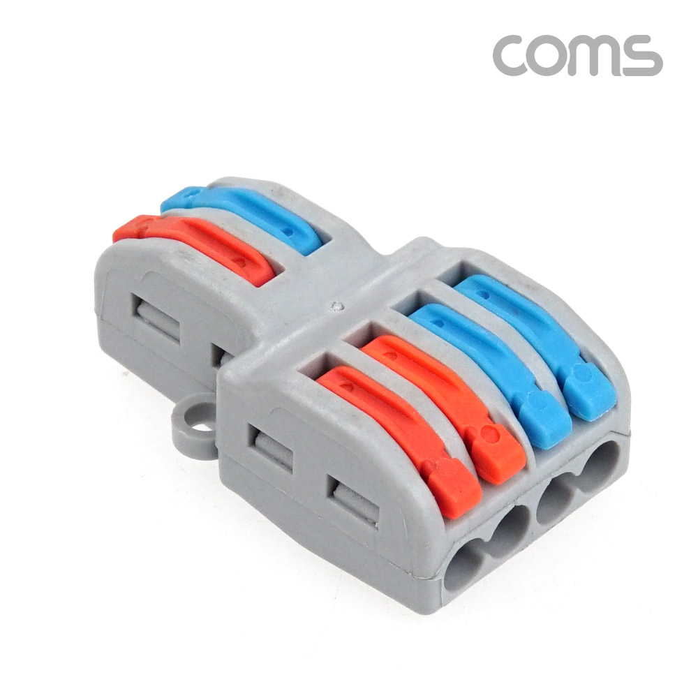 Coms 전선 연결 커플러, 조립식 구분 확장, 레버형, 조립식, DC 전원 전용 전속단자, 터미널 블록 4:2 파란색, 주황색