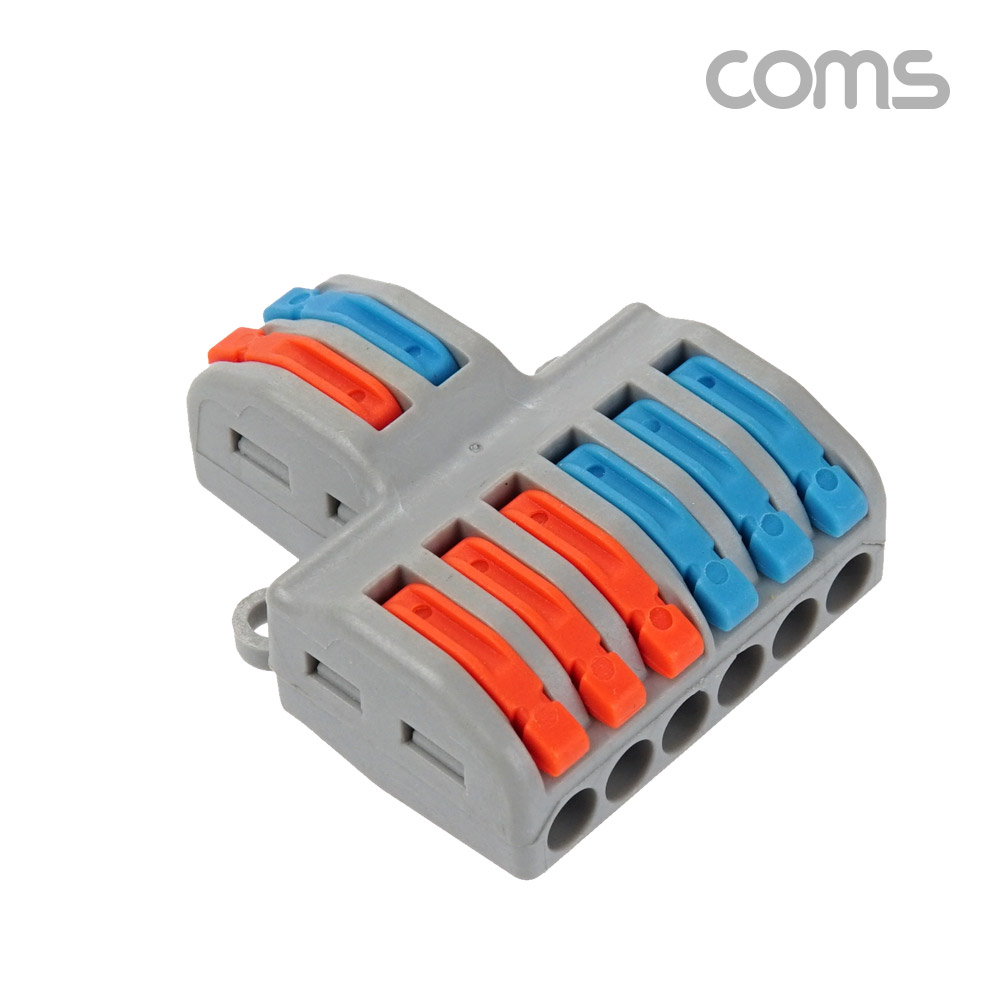 Coms 전선 연결 커플러, 조립식 구분 확장, 레버형, 조립식, DC 전원 전용 전속단자, 터미널 블록 6:2 파란색, 주황색