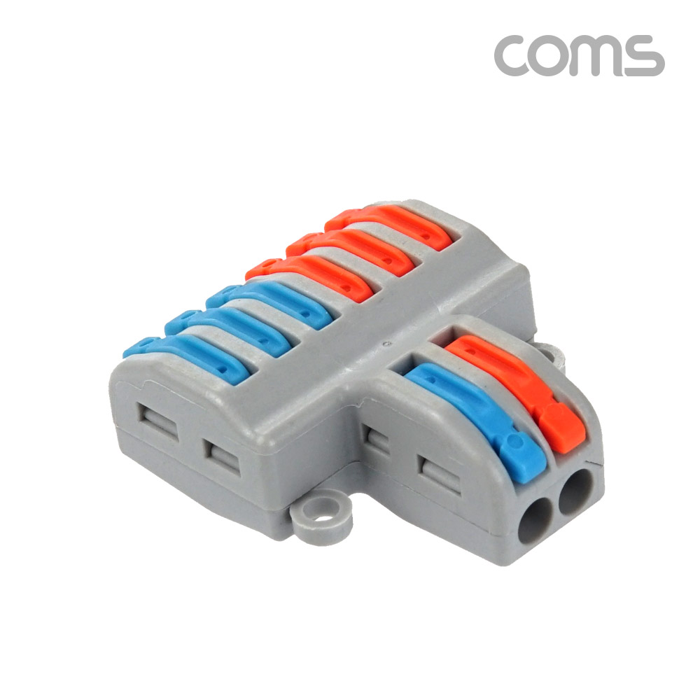 Coms 전선 연결 커플러, 조립식 구분 확장, 레버형, 조립식, DC 전원 전용 전속단자, 터미널 블록 6:2 파란색, 주황색