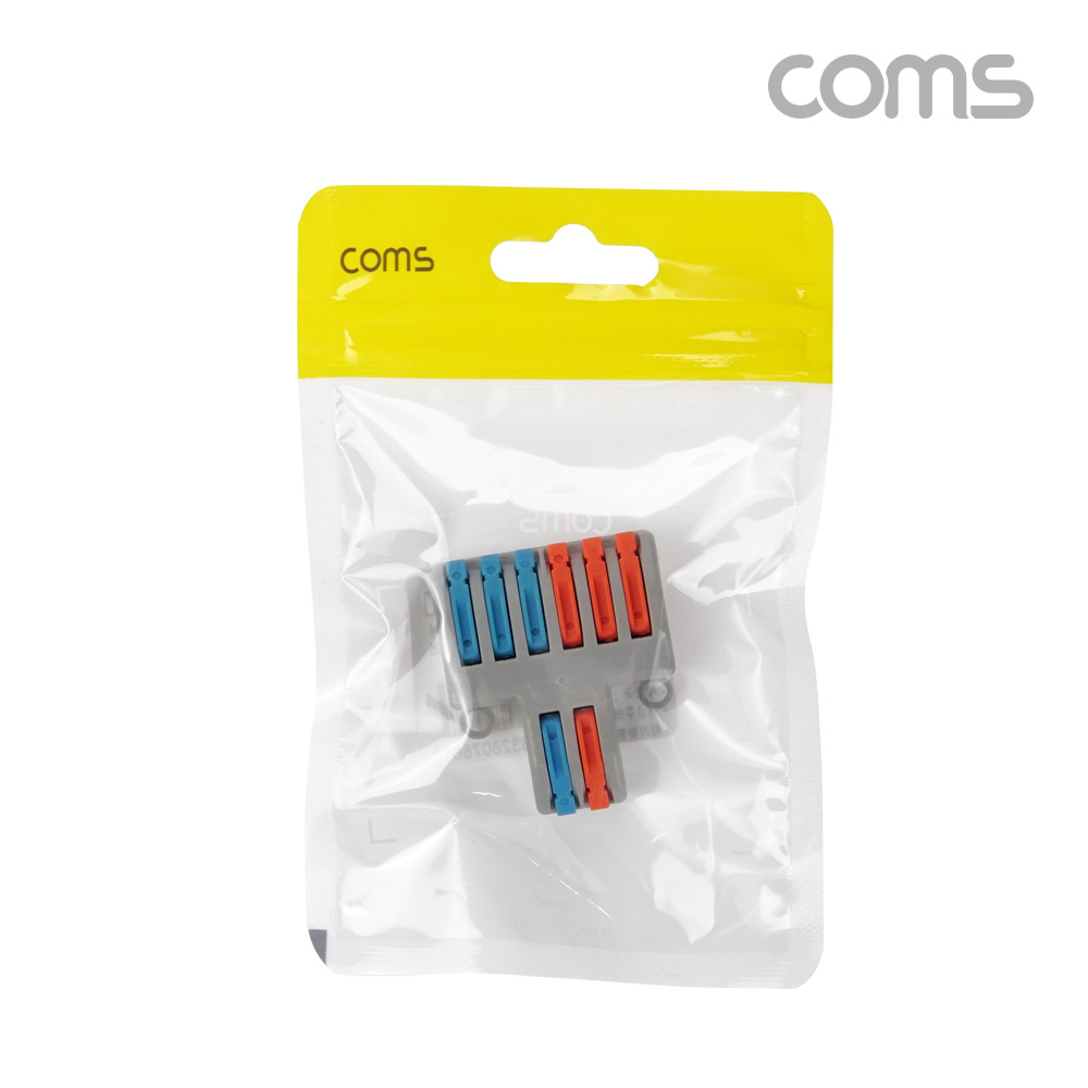 Coms 전선 연결 커플러, 조립식 구분 확장, 레버형, 조립식, DC 전원 전용 전속단자, 터미널 블록 6:2 파란색, 주황색