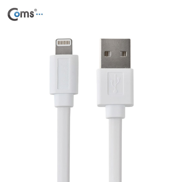 Coms MFi 공식인증 아이폰 5 케이블(Flat), 1M(데이터/충전), White