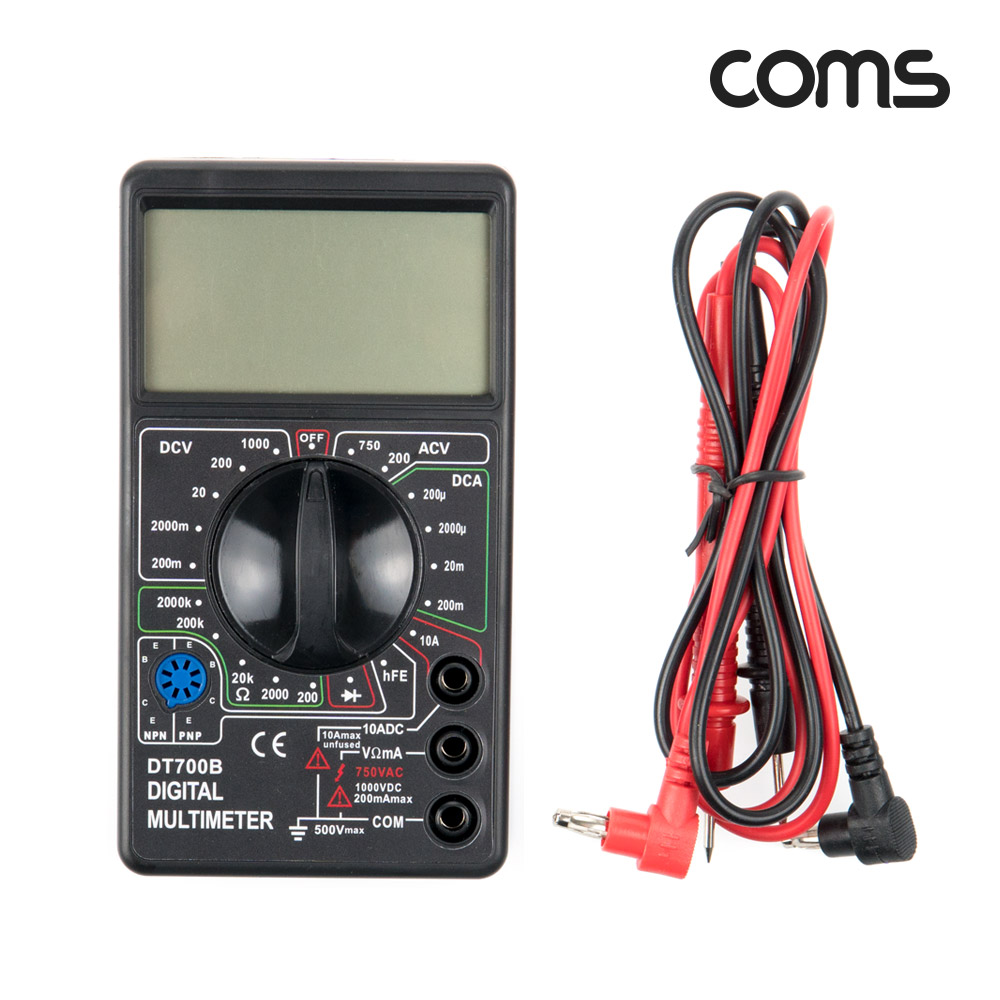 Coms 디지털 테스터기 LCD 창 멀티테스터 전압 전류 저항 로터리식 휴대용