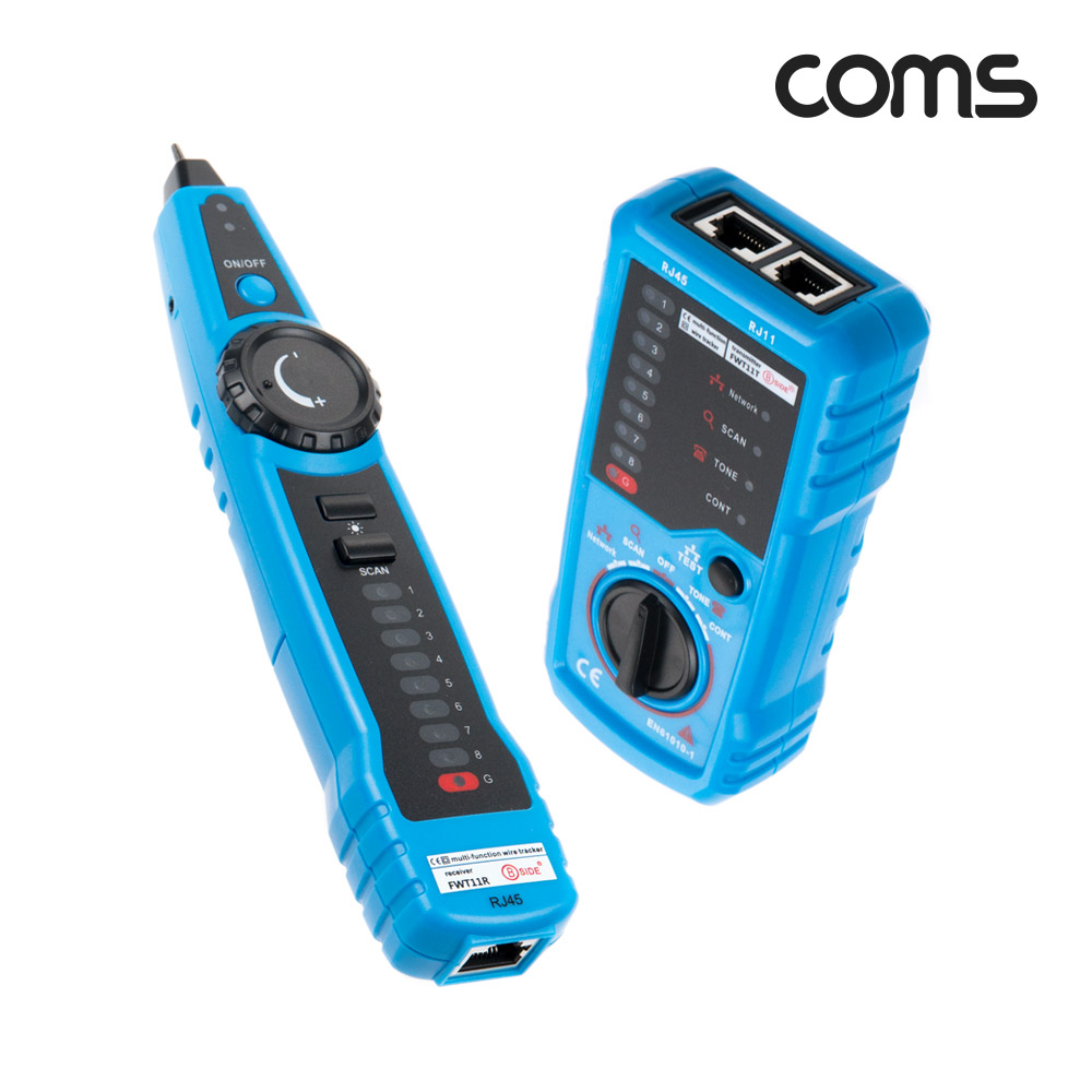 Coms 케이블 탐지용 테스터기 각종 통신용 송수신 랜케이블 LAN RJ45 RJ11