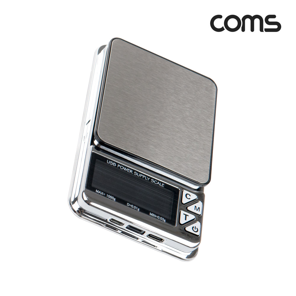 Coms 충전식 전자 미니 소형 초정밀 저울 0.01g~1000g TARE 영점 PCS 수량 측정 보석 휴대용 가정용
