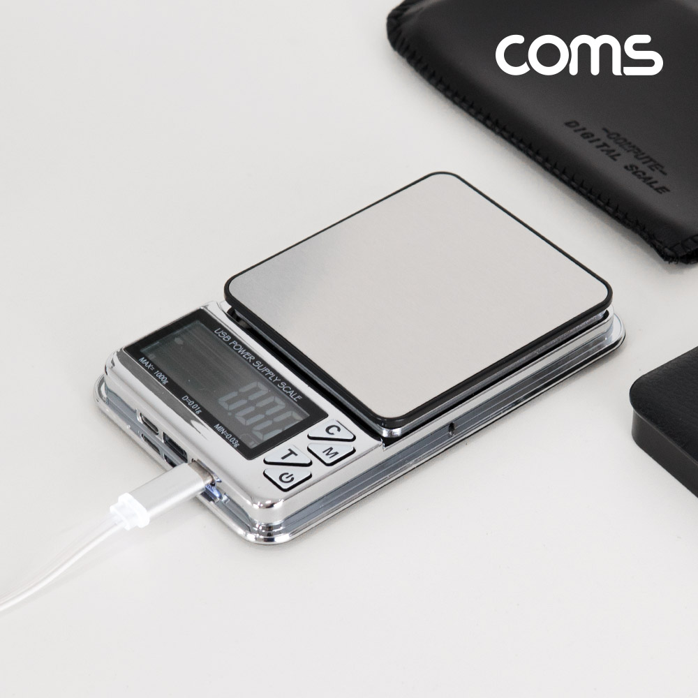 Coms 충전식 전자 미니 소형 초정밀 저울 0.01g~1000g TARE 영점 PCS 수량 측정 보석 휴대용 가정용