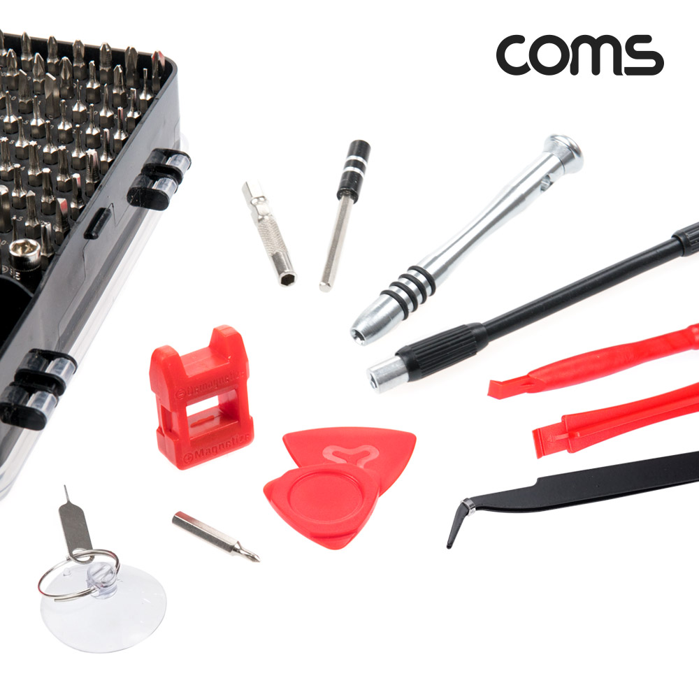 Coms 공구 드라이버 세트 휴대용 다용도 멀티 정밀 스크류 비트 십자 일자 별 자화기 오프너