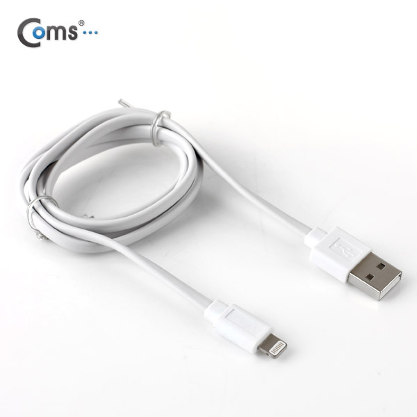 Coms MFi 공식인증 아이폰 5 케이블(Flat), 1M(데이터/충전), White
