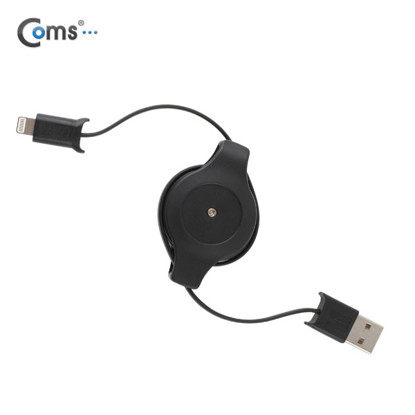 Coms MFi 공식인증 아이폰 5 케이블(자동감김/충전/데이터), 1M, Black