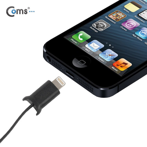 Coms MFi 공식인증 아이폰 5 케이블(자동감김/충전/데이터), 1M, Black