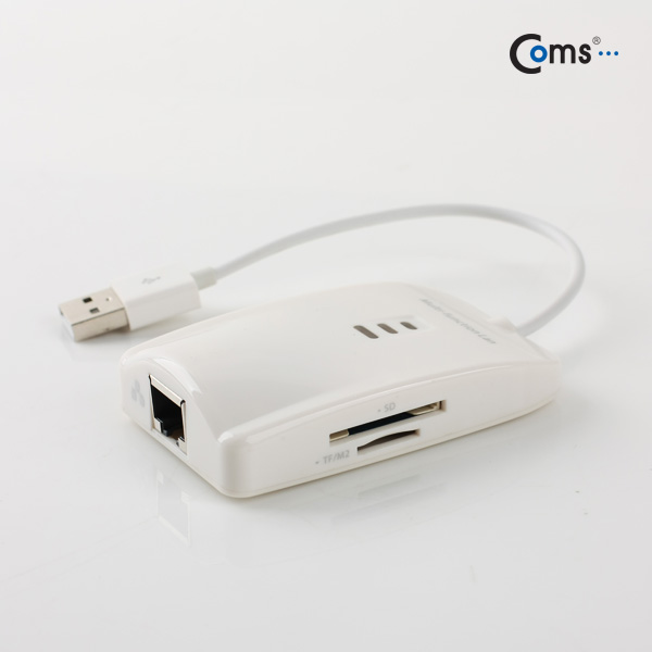 Coms USB 컨버터(RJ45),2포트 허브+카드리더기(10/100Mbps)