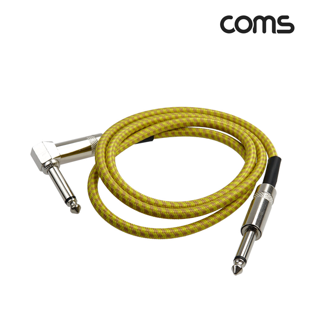 Coms 모노 케이블 1M AUX Mono 6.35mm MM 한쪽 꺾임 꺽임 페브릭