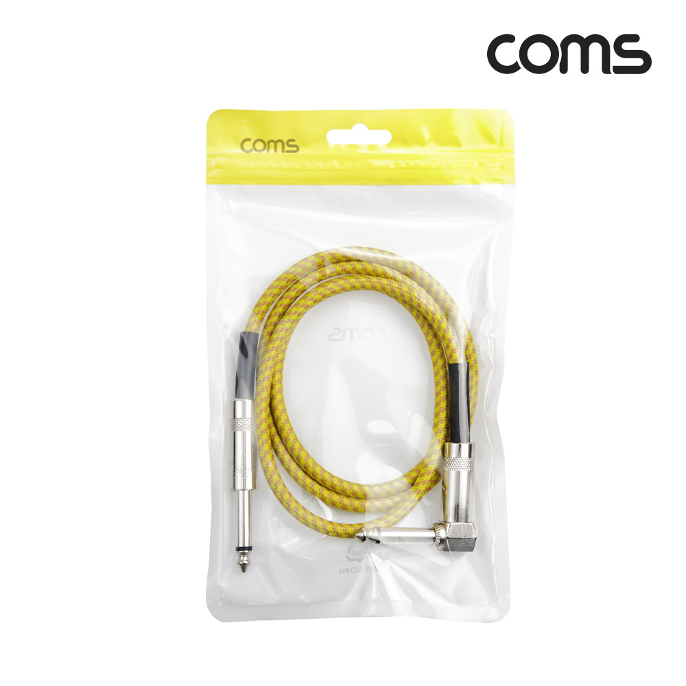 Coms 모노 케이블 1M AUX Mono 6.35mm MM 한쪽 꺾임 꺽임 페브릭