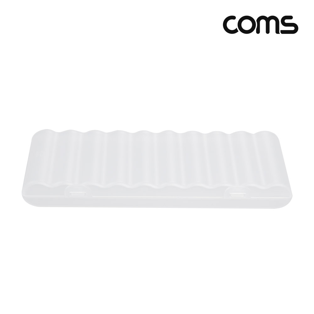 Coms 건전지 케이스 투명 AA 10개 보관용 휴대용