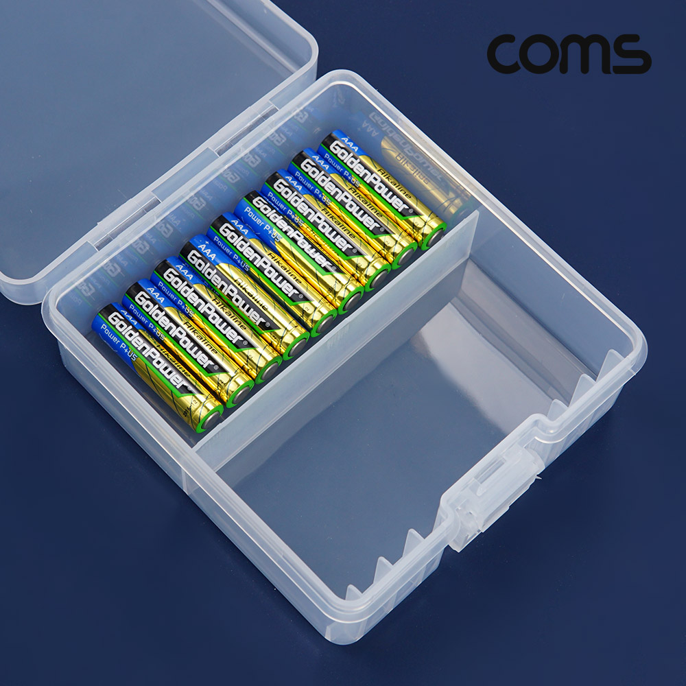 Coms 건전지 케이스 투명 AAA 100개 보관용 휴대용