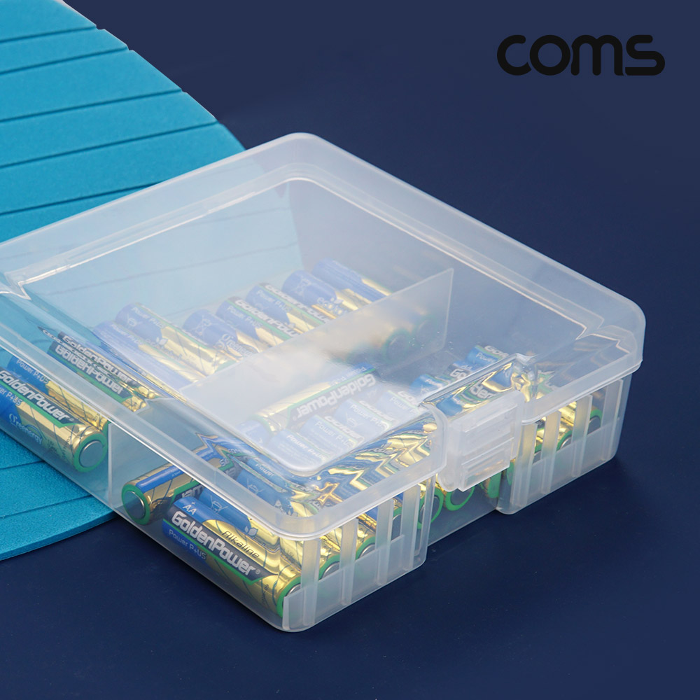 Coms 건전지 케이스 투명 AA 100개 보관용 휴대용