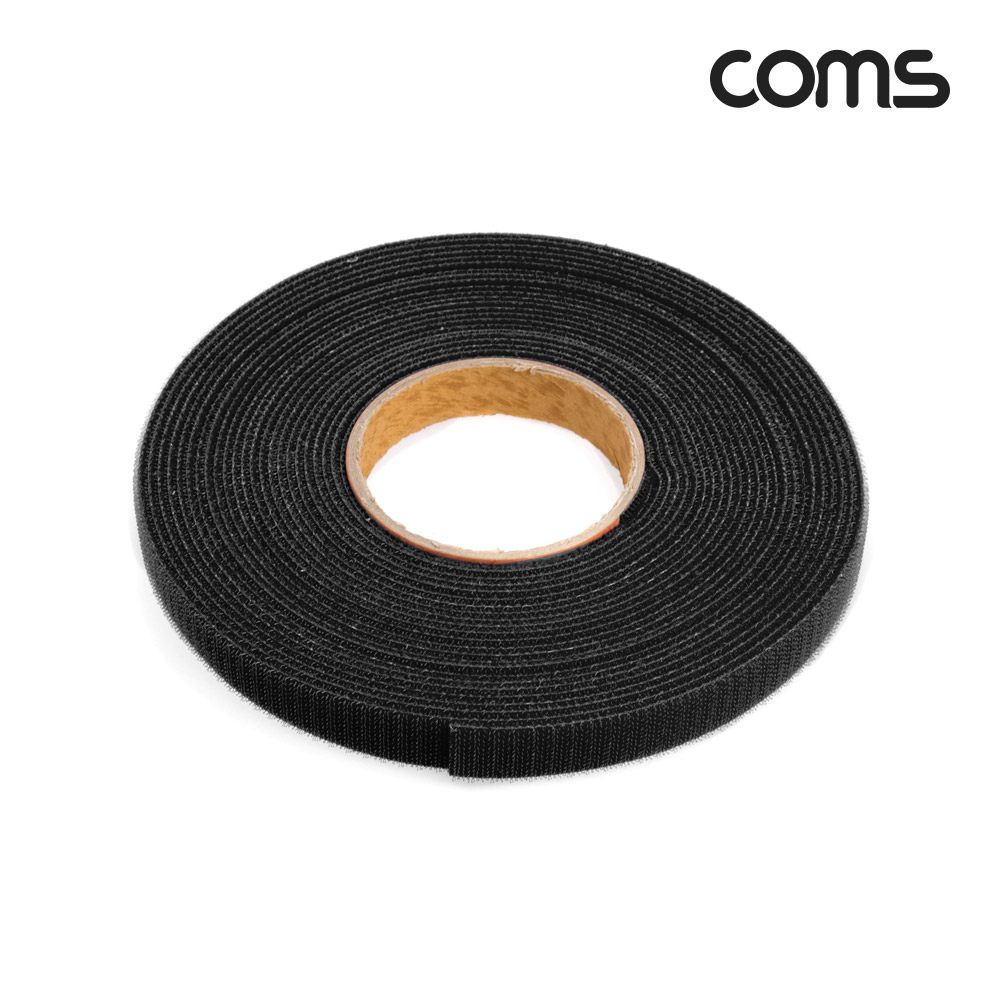 Coms 벨크로 케이블 타이 테이프 블랙 검정 폭 2cm x 길이 10M