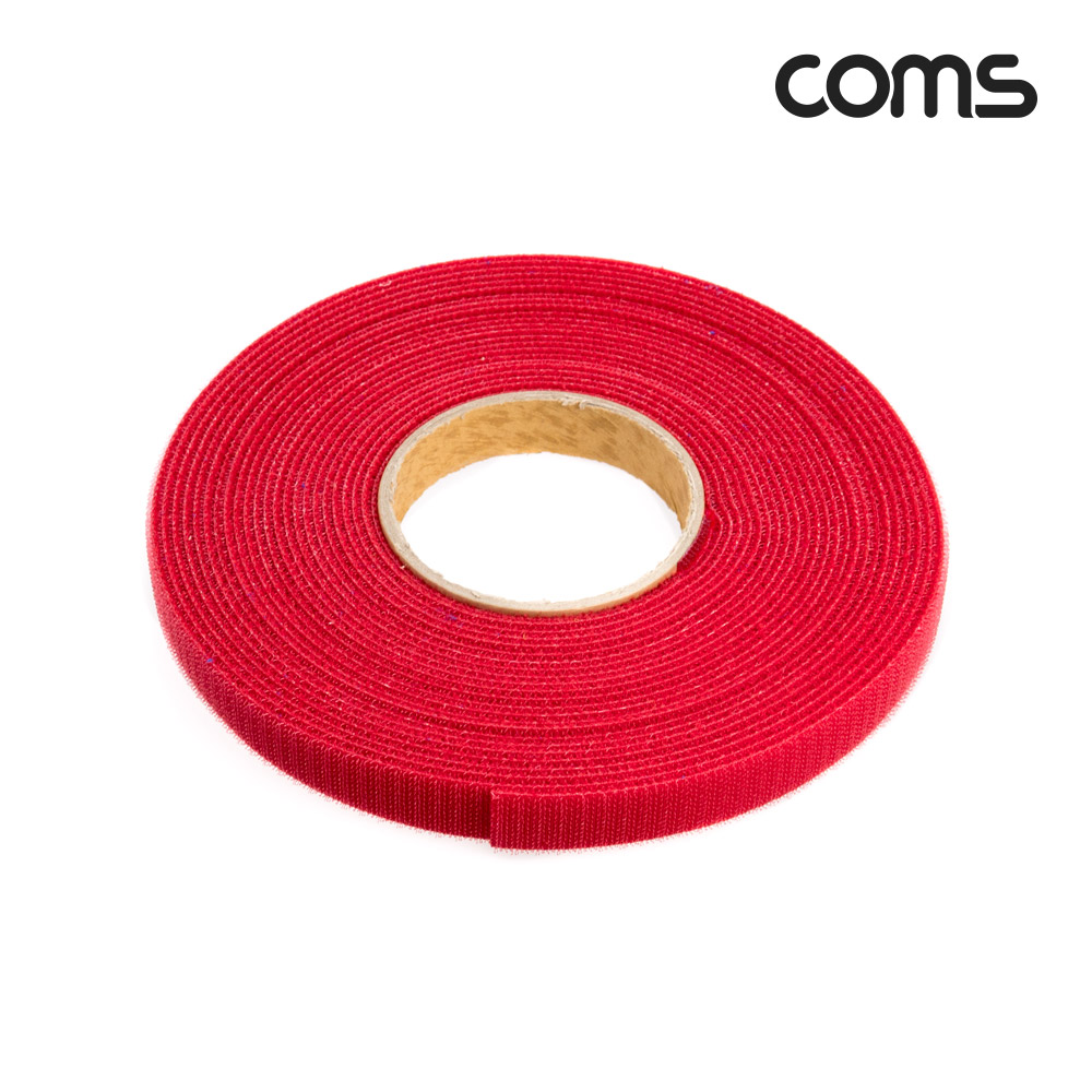 Coms 벨크로 케이블 타이 레드 빨강 폭 2cm x 길이 10M