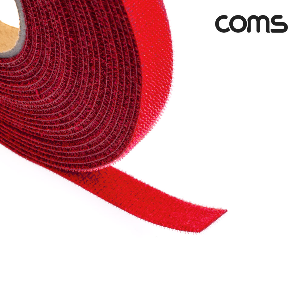 Coms 벨크로 케이블 타이 레드 빨강 폭 2cm x 길이 10M