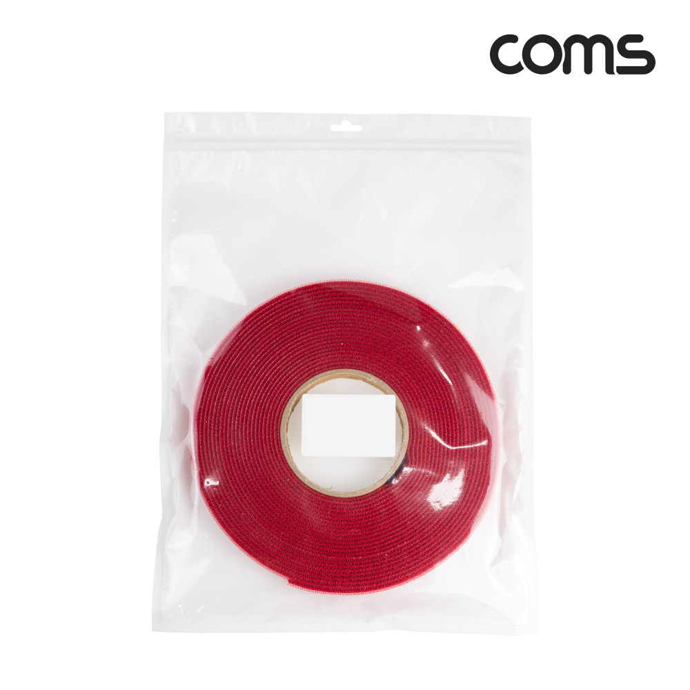 Coms 벨크로 케이블 타이 레드 빨강 폭 2cm x 길이 10M