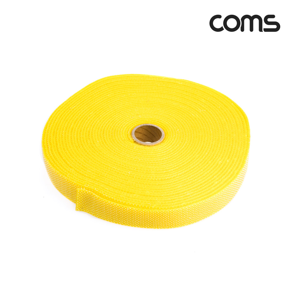 Coms 벨크로 케이블 타이 옐로우 노랑 폭 2cm x 길이 10M