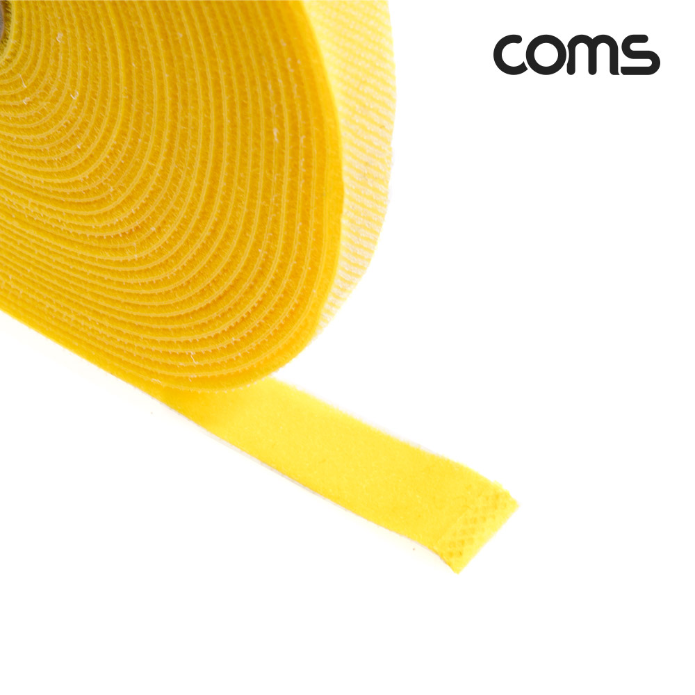 Coms 벨크로 케이블 타이 옐로우 노랑 폭 2cm x 길이 10M
