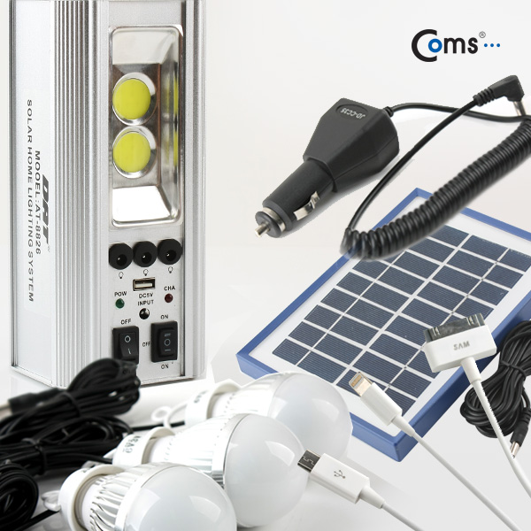 Coms 태양광 충전키트/캠핑/3W LED전구/충전식배터리 내장/(중형)