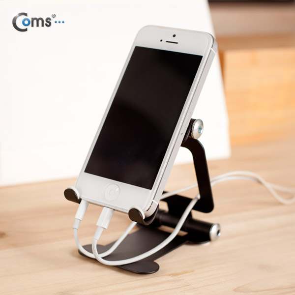 Coms 스마트폰 거치대(접이식), Black, 차량거치/각도조절