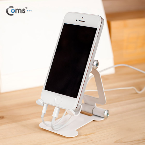 Coms 스마트폰 거치대(접이식), White, 차량거치/각도조절